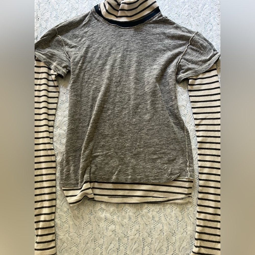 We The Free Gray and White Long Sleeve Tee